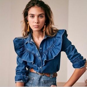 Sezane Chemise Matty Shirt | Denim | Size 6 (38)